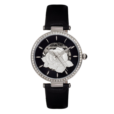 Empress Anne Automatic Semi-Skeleton Leather-Band Watch - Black EMPEM3101