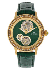 Empress Tatiana Automatic Semi-Skeleton Leather-Band Watch - Green EMPEM2904