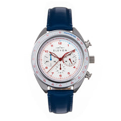Elevon Bombardier Chronograph Leather-Strap Watch - Blue/White - ELE127-1