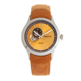 Heritor Automatic Antoine Semi-Skeleton Leather-Band Watch - Silver/Umber HERHR8507