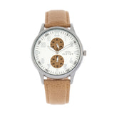 Elevon Turbine Leather-Band Watch - Silver/Khaki ELE116-1