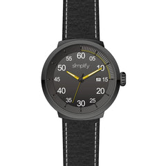 Simplify The 7100 Leather-Band Watch w/Date - Black/Yellow SIM7105