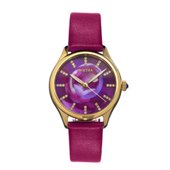 Bertha Georgiana Mother-Of-Pearl Leather-Band Watch - Gold/Magenta - BTHBS1103 BTHBS1103