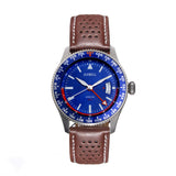 Axwell Arrow Leather-Band Watch w/Date - Brown/Blue - AXWAW102-2 AXWAW102-2