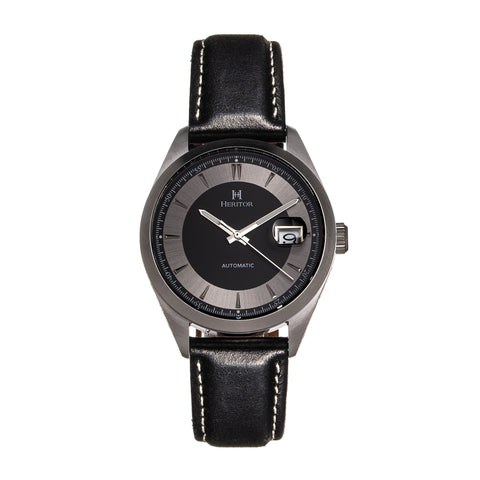 Heritor Automatic Ashton Leather-Band Watch w/Date - Black - HERHS1403 HERHS1403