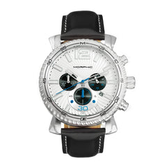 Morphic M89 Series Chronograph Leather-Band Watch w/Date - Black/White