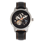 Reign Rudolf Automatic Skeleton Leather-Band Watch - Silver/Orange REIRN5902