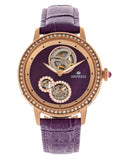 Empress Tatiana Automatic Semi-Skeleton Leather-Band Watch - Purple EMPEM2905