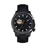 Reign Bauer Automatic Semi-Skeleton Leather-Band Watch - Black REIRN6007