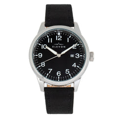 Elevon Bandit Leather-Band Watch w/Date - Black ELE118-2