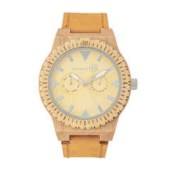Earth Wood Hyperion Leather-Band Watch w/Day/Date - Khaki/Tan - ETHEW5901 ETHEW5901