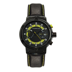 Morphic M91 Series Chronograph Leather-Band Watch w/Date - Black/Yellow - MPH9106 MPH9106