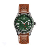 Axwell Arrow Leather-Band Watch w/Date - Tan/Green - AXWAW102-5 AXWAW102-5