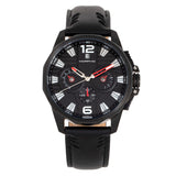 Morphic M82 Series Chronograph Leather-Band Watch w/Date - Black MPH8205