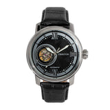 Heritor Automatic Maxim Semi-Skeleton Leather-Band Watch - Silver/Black HERHR8602