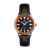Heritor Automatic Bradford Leather-Band Watch w/Date - Black & Orange - HERHS1105 HERHS1105