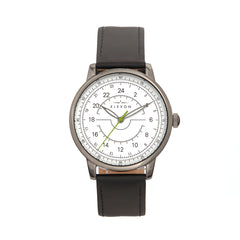 Elevon Gauge Leather-Band Watch - Gunmetal/Black ELE122-4