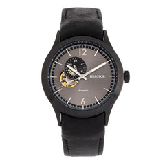 Heritor Automatic Antoine Semi-Skeleton Leather-Band Watch - Black/Charcoal HERHR8508