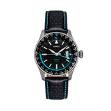 Axwell Arrow Leather-Band Watch w/Date - Black/Blue - AXWAW102-4 AXWAW102-4