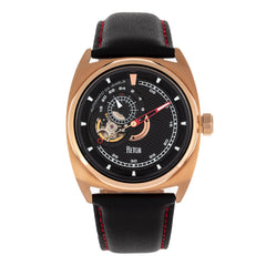 Reign Astro Semi-Skeleton Leather-Band Watch - Rose Gold/Black REIRN5503