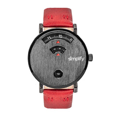 Simplify The 7000 Genuine Leather Watch - Black/Red SIM7003