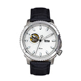 Reign Bauer Automatic Semi-Skeleton Leather-Band Watch - Silver/White REIRN6001