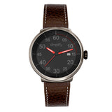 Simplify The 7100 Leather-Band Watch w/Date - Dark Brown/Red SIM7106