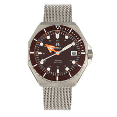 Shield Marius Bracelet Men's Diver Watch w/Date - Silver/Brown SLDSH103-2