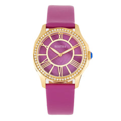 Bertha Donna Mother-of-Pearl Leather-Band Watch - Purple BTHBR9804