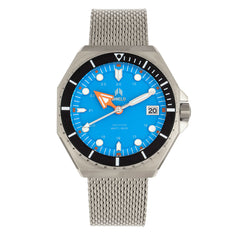 Shield Marius Bracelet Men's Diver Watch w/Date - Silver/Blue SLDSH103-4