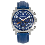 Morphic M83 Series Chronograph Leather-Band Watch w/ Date - Silver/Blue MPH8305