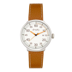 Simplify The 7100 Leather-Band Watch w/Date - Brown/Silver SIM7102