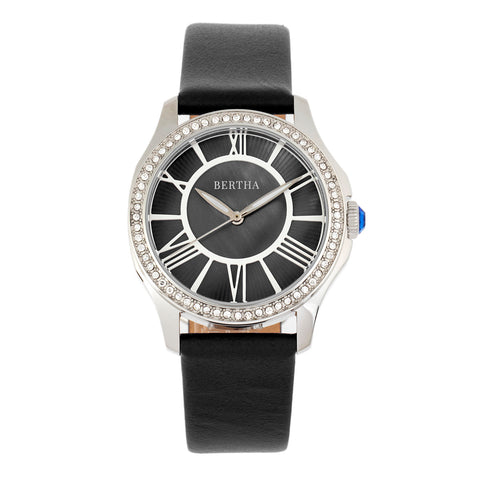 Bertha Donna Mother-Of-Pearl Leather-Band Watch - Black BTHBR9801