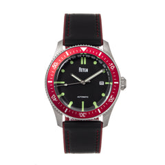 Reign Elijah Automatic Rubber Inlaid Leather-Band Watch W/Date - Black/Red - REIRN6504 REIRN6504