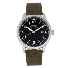 Elevon Bandit Leather-Band Watch w/Date - Olive/Black ELE118-4