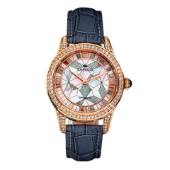 Empress Augusta Automatic Mosaic Mother-of-Pearl Leather-Band Watch - Rose Gold/Grey EMPEM3504