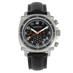 Morphic M83 Series Chronograph Leather-Band Watch w/ Date - Silver/Black MPH8304