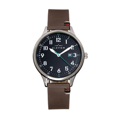 Elevon Boost Leather-Band Watch w/Date - Umber/Black - ELE126-2 ELE126-2