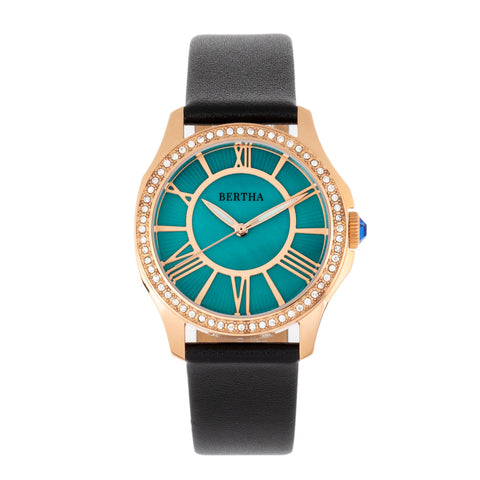 Bertha Donna Mother-of-Pearl Leather-Band Watch - Turquoise BTHBR9806