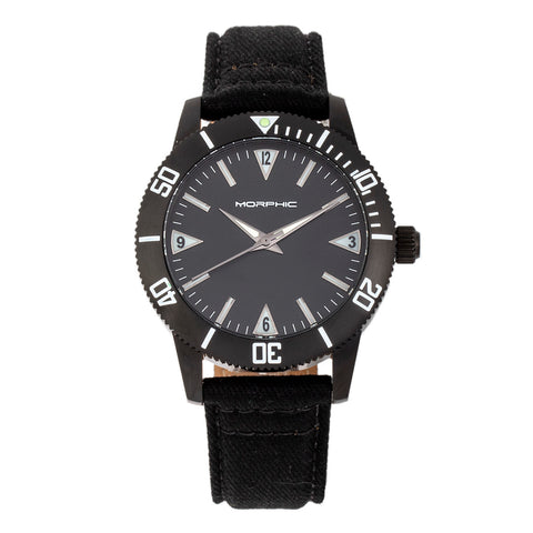 Morphic M85 Series Canvas-Overlaid Leather-Band Watch - Black MPH8502