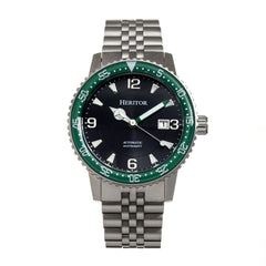 Heritor Automatic Dominic Bracelet Watch w/Date - Green/Black HERHR9803