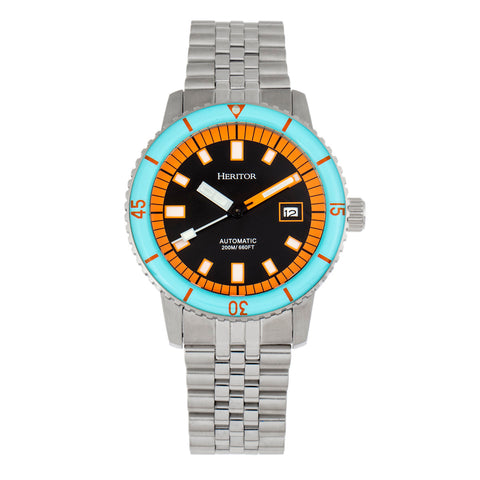 Heritor Automatic Edgard Bracelet Diver's Watch w/Date - Light Blue/Black HERHR9102