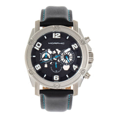 Morphic M73 Series Chronograph Leather-Band Watch - Silver/Black