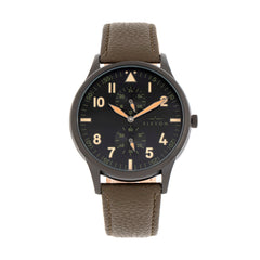 Elevon Turbine Leather-Band Watch - Black/Olive ELE116-6