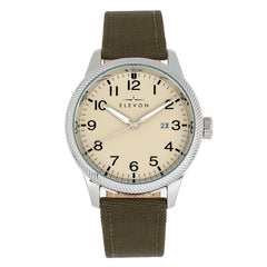 Elevon Bandit Leather-Band Watch w/Date - Olive/Tan ELE118-5