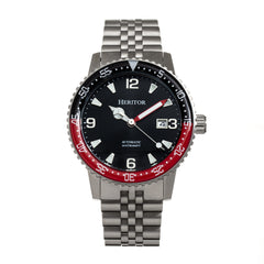 Heritor Automatic Dominic Bracelet Watch w/Date - Black&Red/Black HERHR9804