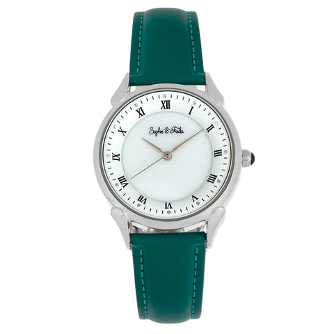 Sophie and Freda Mykonos Mother-Of-Pearl Leather-Band Watch - Teal SAFSF5502