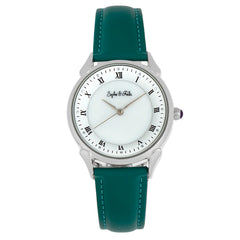 Sophie and Freda Mykonos Mother-Of-Pearl Leather-Band Watch - Teal