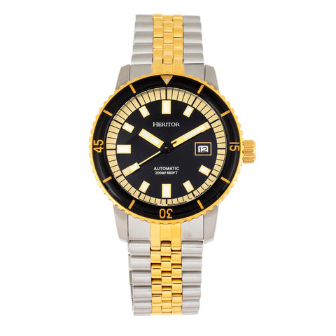 Heritor Automatic Edgard Bracelet Diver's Watch w/Date - Black HERHR9105