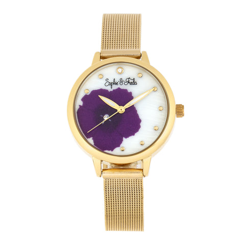 Sophie and Freda Raleigh Mother-Of-Pearl Bracelet Watch w/Swarovski Crystals - Purple SAFSF5704